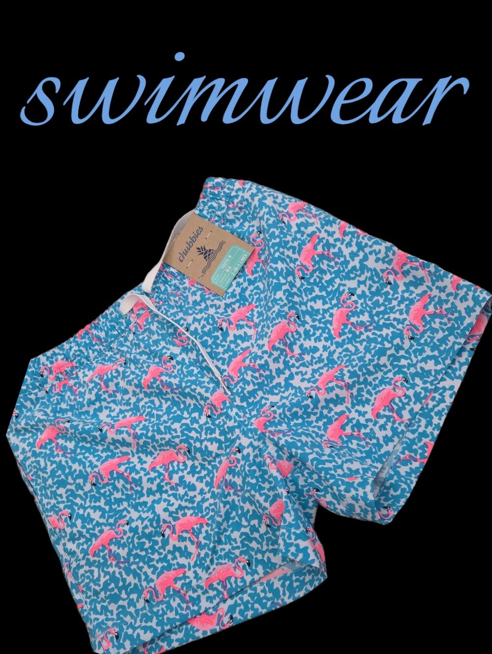 New Chubbies Flamingos swim trunks Boys youth M 10-12